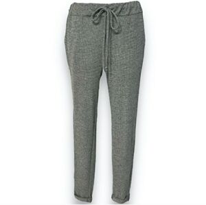 VOX POPULI Luxury Grey Knit Joggers Elastic Waistband